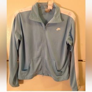 Nike zip up jacket size M 8-10 light blue
